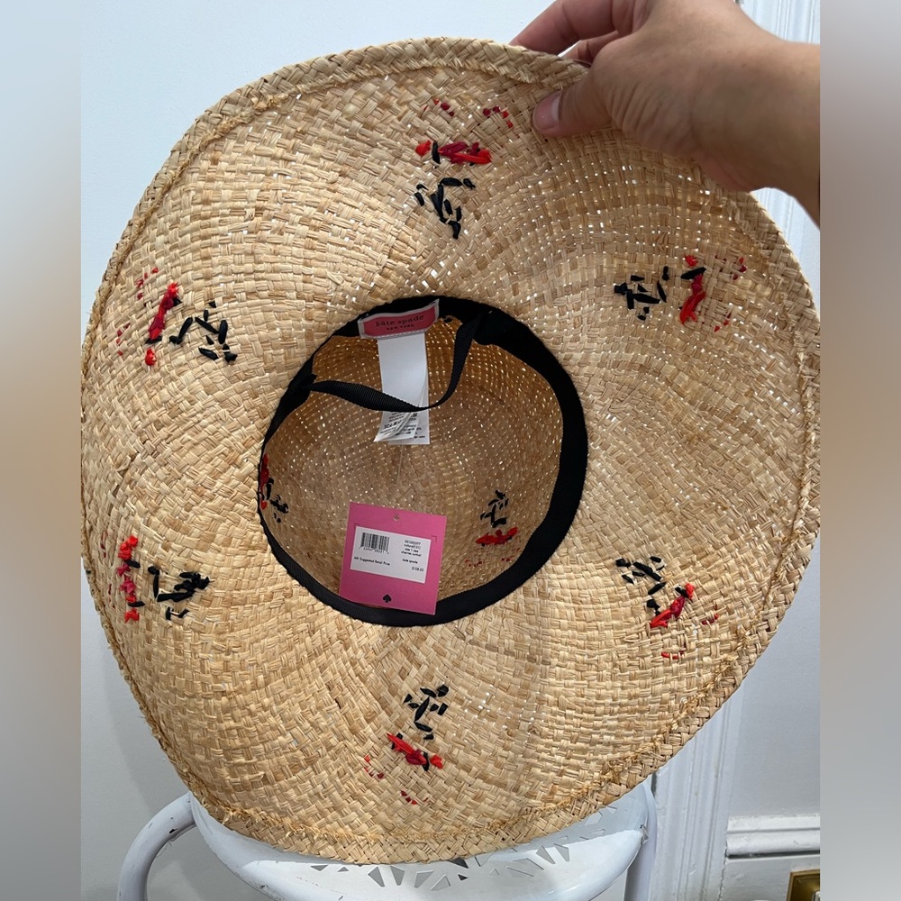 Kate Spade Tan Raffia Cherry Sun Hat Sz. OS NWT - Picture 4 of 6